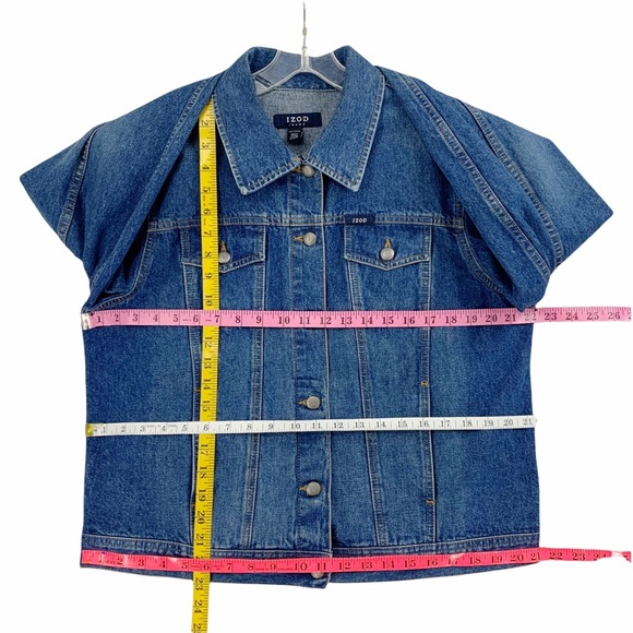 Izod Jeans Denim Jeans Trucker Jacket Medium Blue Wash - Picture 14 of 15